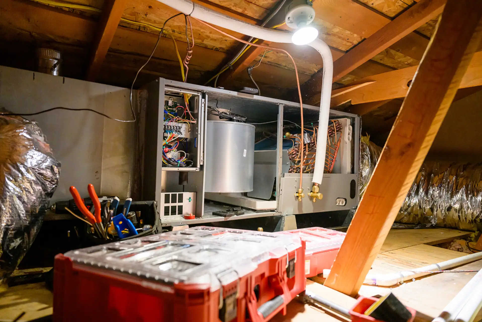 Heat pump installation in attic — Electric Air, serving Pinole, CA